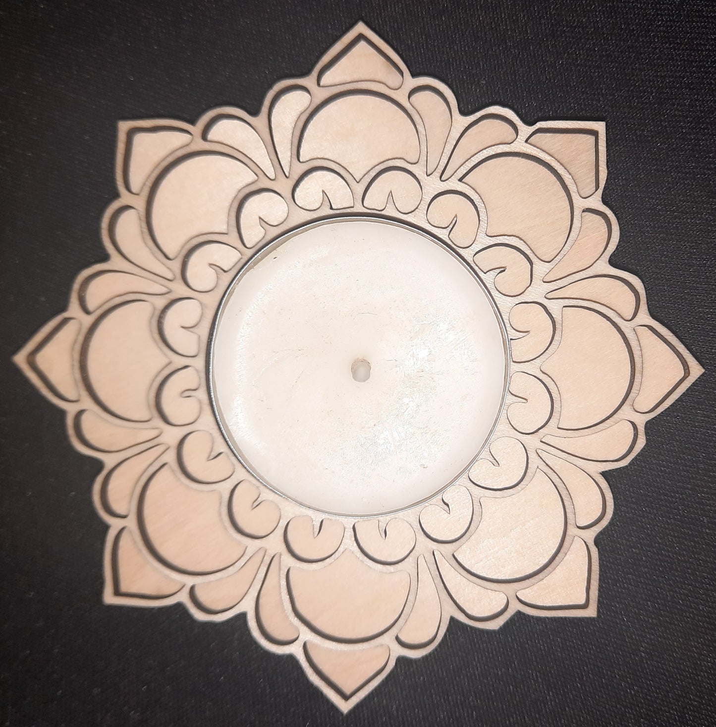Lotus Glow Mandala Tea Light Candle Holder | Laser Cut Wooden Candle Decor | Boho Meditation & Yoga Room Decor | Unique Housewarming Gift