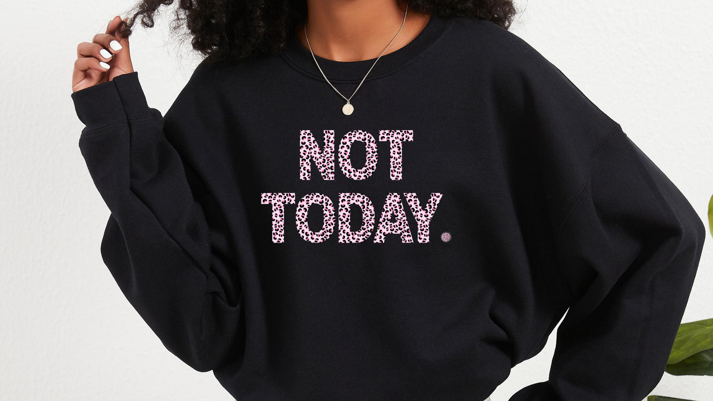 Not Today Pink Cheetah Print Sweatshirt, Not Today Sweater, Leopard Pullover, Animal Print Crewneck, Oversized Top