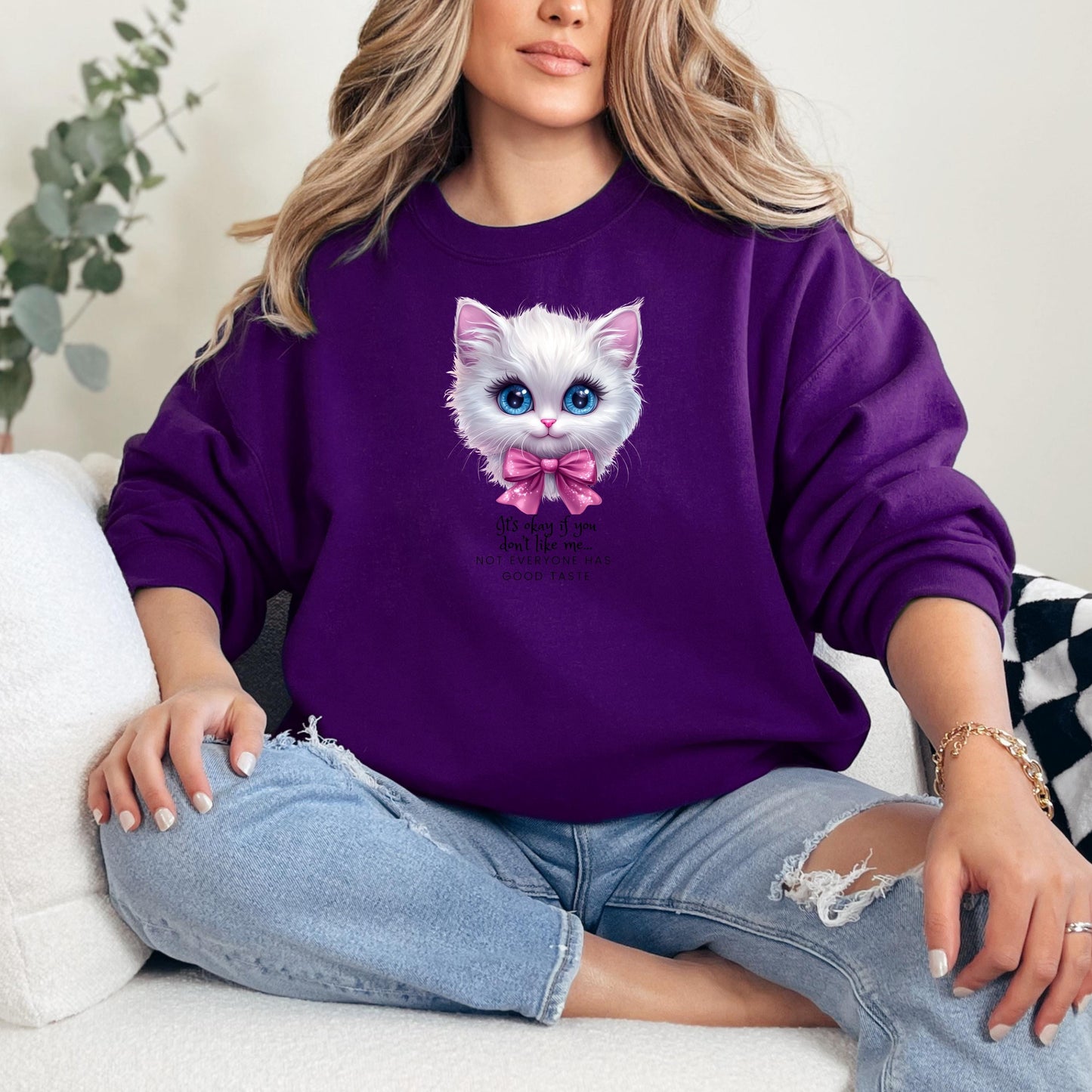 Cute Cat Crewneck Sweatshirt - "Let's Hope If You Don't Like Me" Design, Gift for Cat Lovers, Cozy Casual Wear, Perfect for Birthdays,