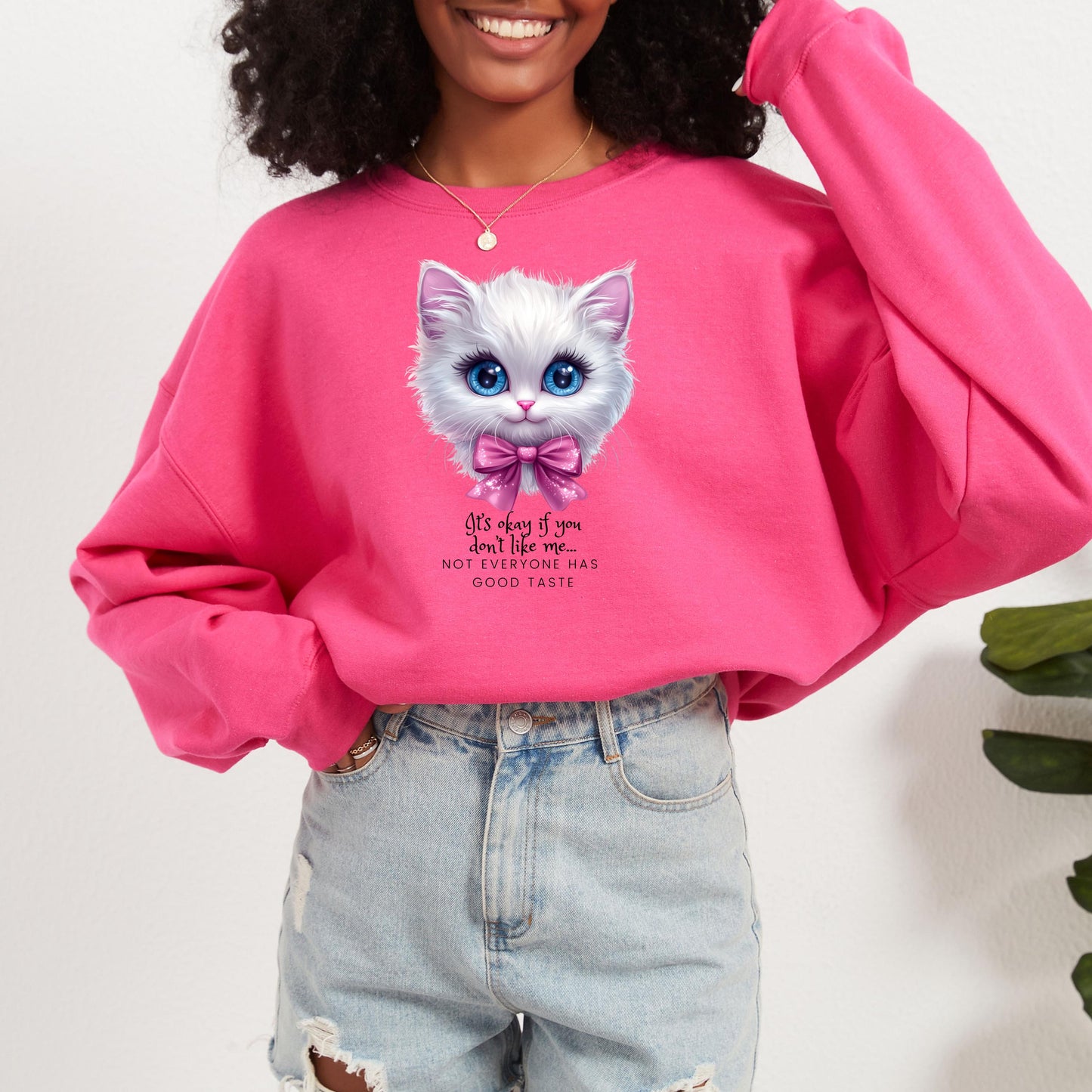 Cute Cat Crewneck Sweatshirt - "Let's Hope If You Don't Like Me" Design, Gift for Cat Lovers, Cozy Casual Wear, Perfect for Birthdays,