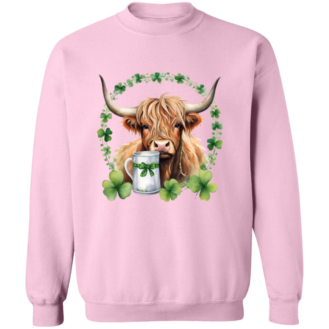 Highland Cow Irish Crewneck Pullover Sweatshirt