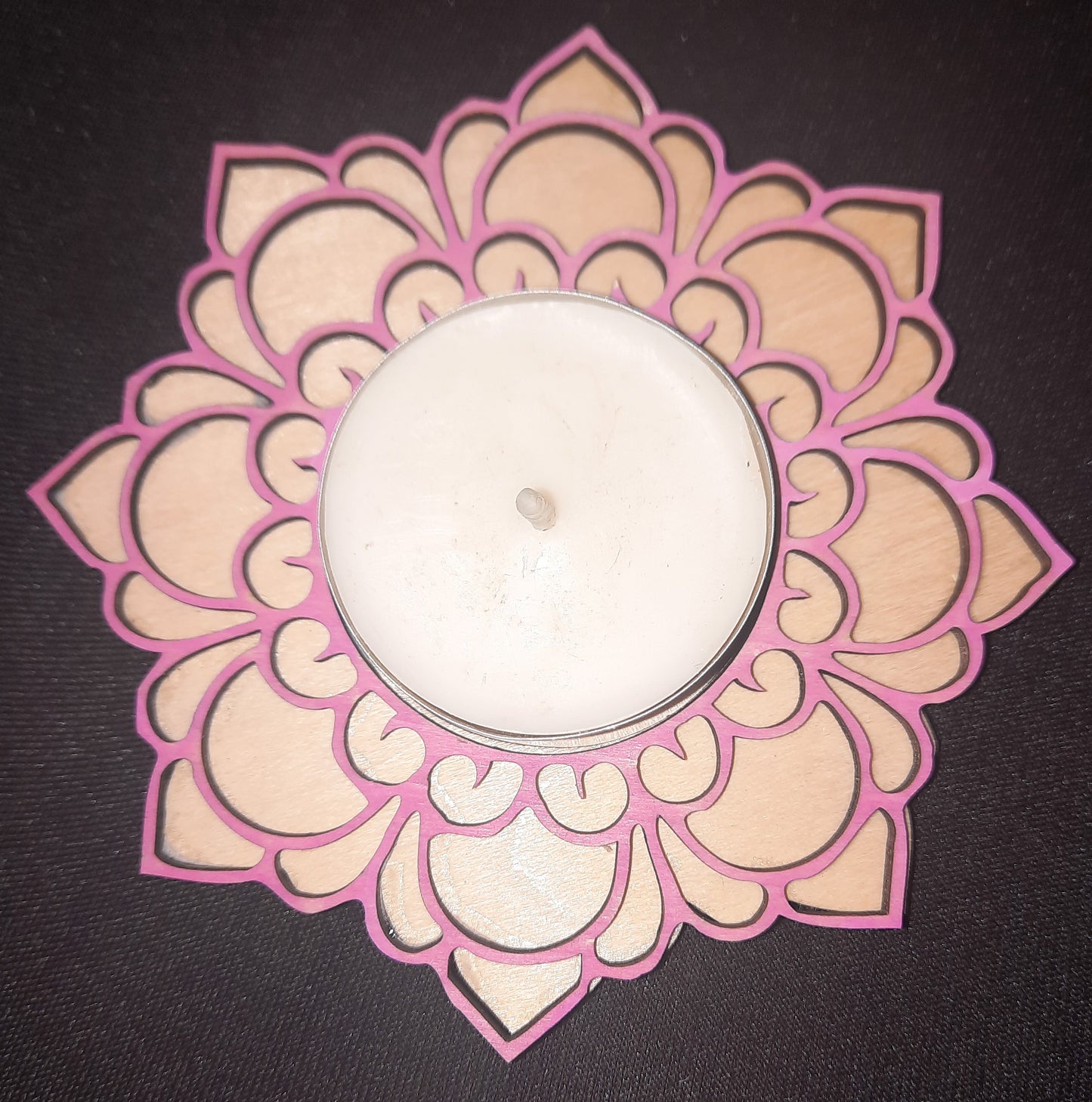 Lotus Glow Mandala Tea Light Candle Holder | Laser Cut Wooden Candle Decor | Boho Meditation & Yoga Room Decor | Unique Housewarming Gift