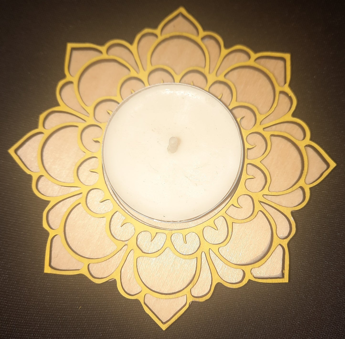 Lotus Glow Mandala Tea Light Candle Holder | Laser Cut Wooden Candle Decor | Boho Meditation & Yoga Room Decor | Unique Housewarming Gift