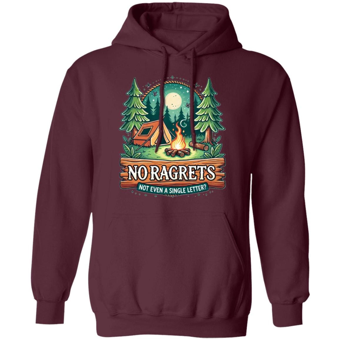 No Ragrets- Classic Pullover Hoodie – Bold, Fun, and Comfortable Statement Wear