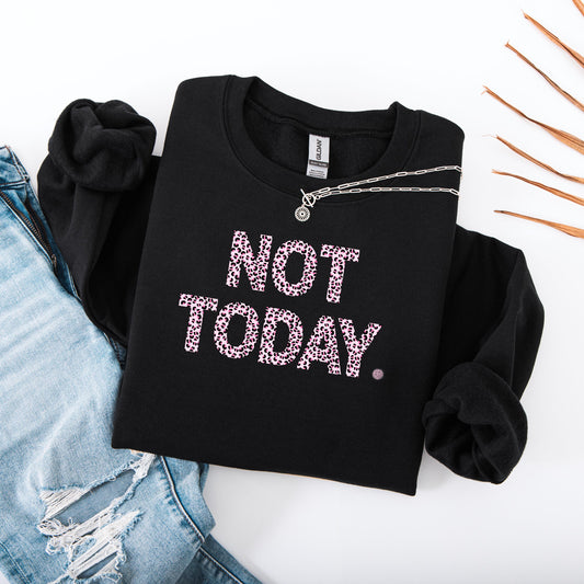 Not Today Pink Cheetah Print Sweatshirt, Not Today Sweater, Leopard Pullover, Animal Print Crewneck, Oversized Top
