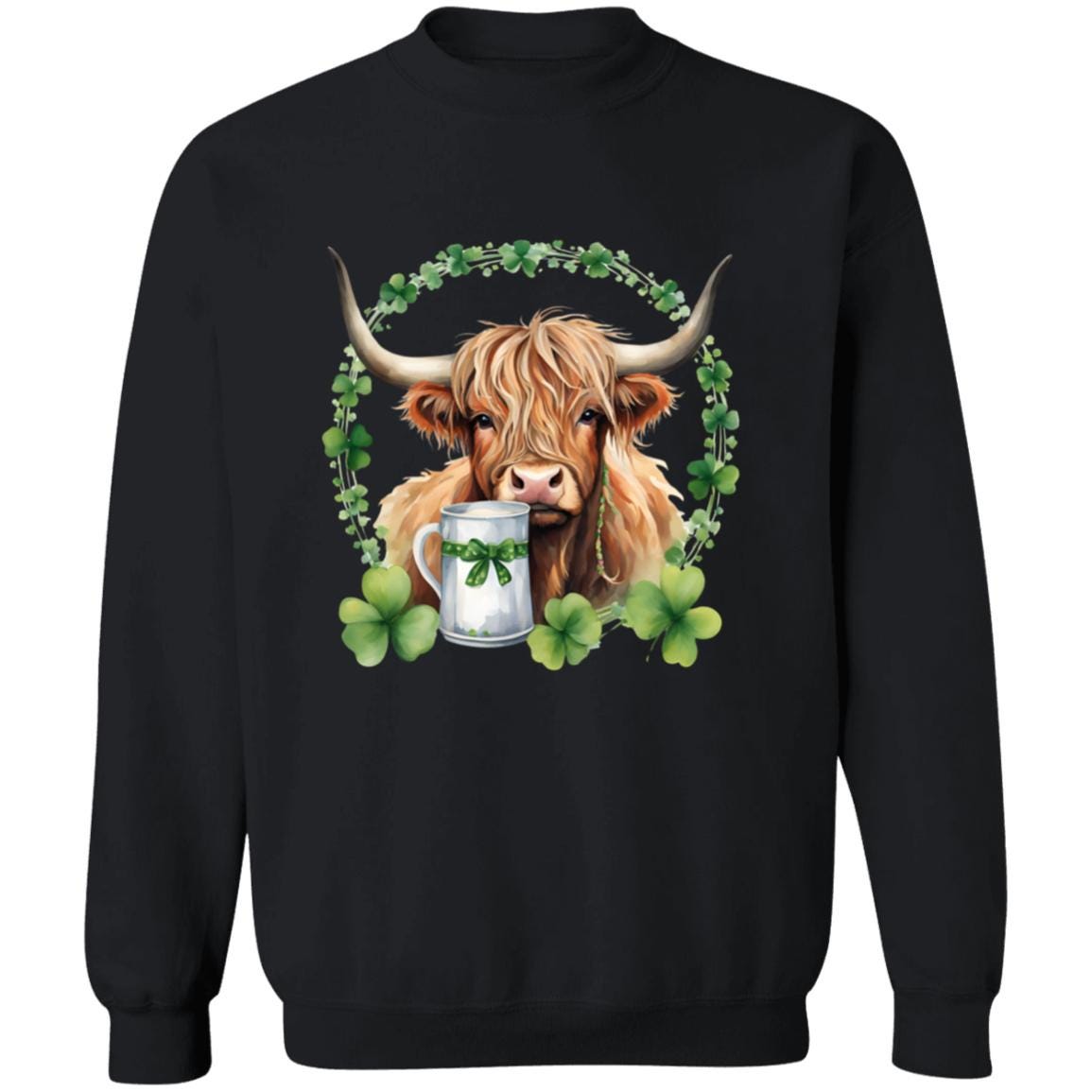 Highland Cow Irish Crewneck Pullover Sweatshirt